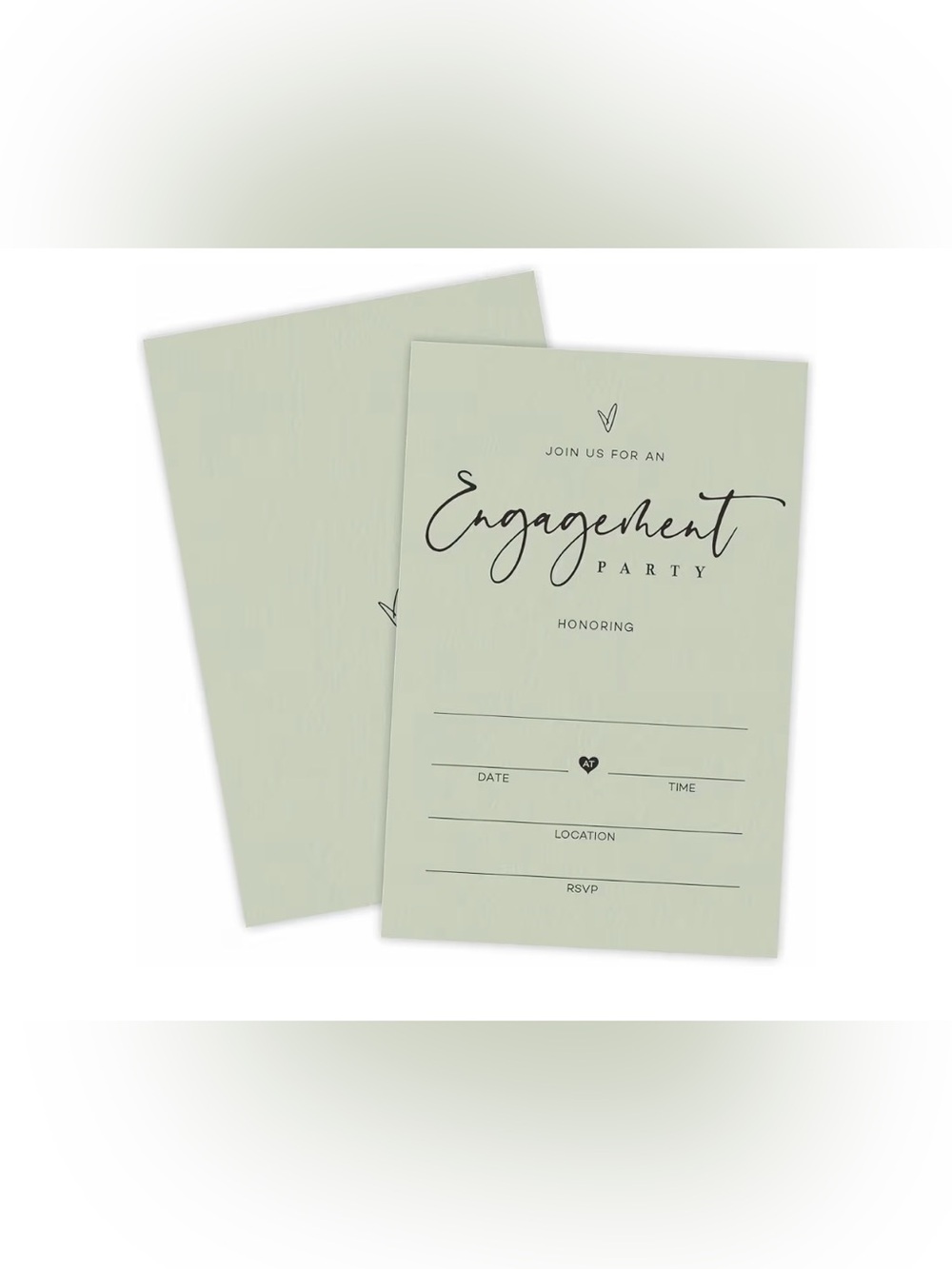 Engagement Party Invitation Cards w envelopes in Sage Green 25 pcs